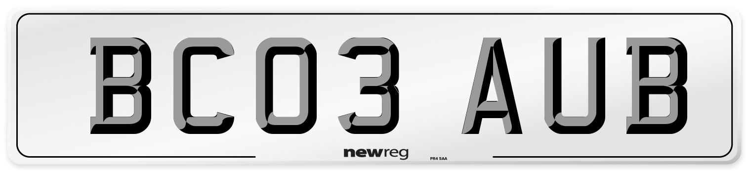 BC03 AUB Number Plate from New Reg